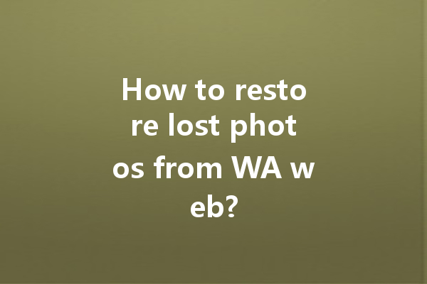 How to restore lost photos from WA web? 4 How to restore lost photos from WA web? 一
