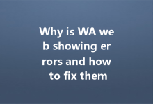 Why is WA web showing errors and how to fix them?-Wa Web