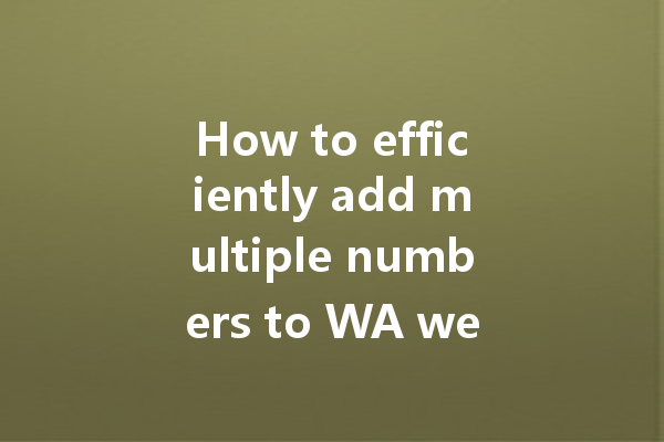 How to efficiently add multiple numbers to WA web? 一