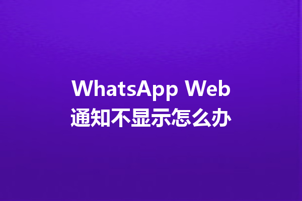 WhatsApp Web通知不显示怎么办 三